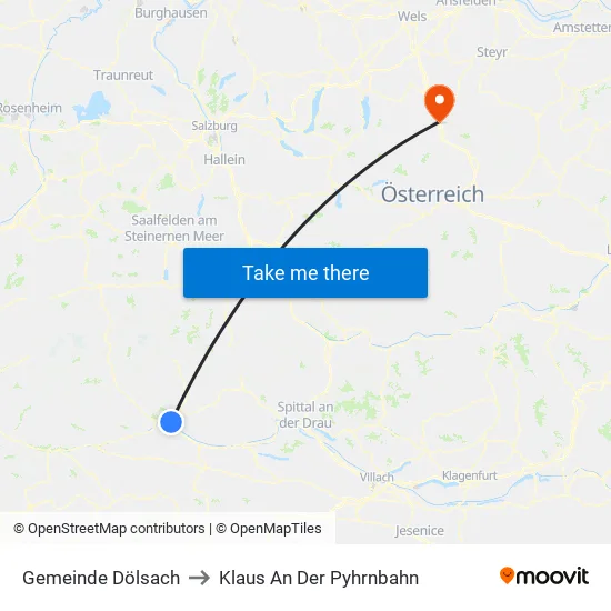 Gemeinde Dölsach to Klaus An Der Pyhrnbahn map