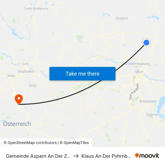 Gemeinde Asparn An Der Zaya to Klaus An Der Pyhrnbahn map
