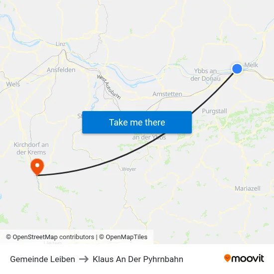 Gemeinde Leiben to Klaus An Der Pyhrnbahn map