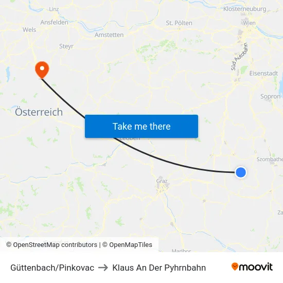 Güttenbach/Pinkovac to Klaus An Der Pyhrnbahn map
