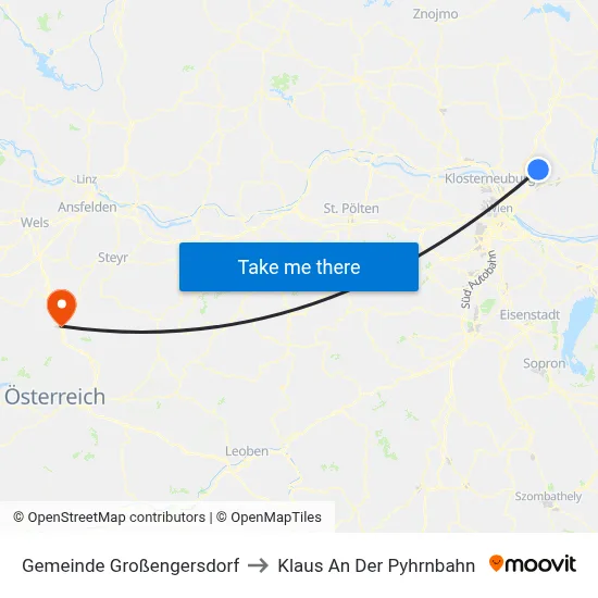 Gemeinde Großengersdorf to Klaus An Der Pyhrnbahn map