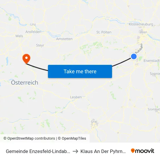 Gemeinde Enzesfeld-Lindabrunn to Klaus An Der Pyhrnbahn map