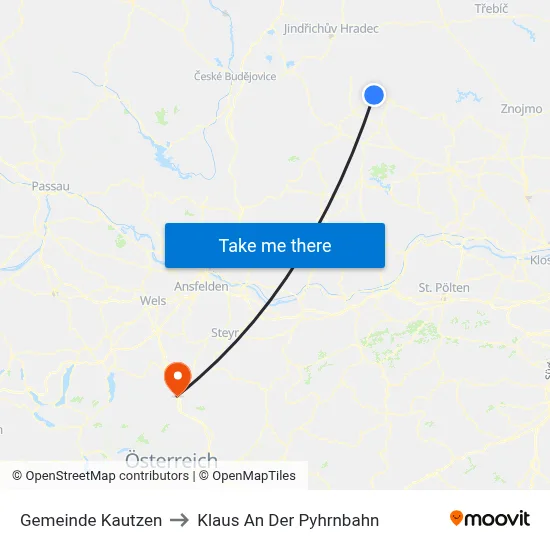 Gemeinde Kautzen to Klaus An Der Pyhrnbahn map