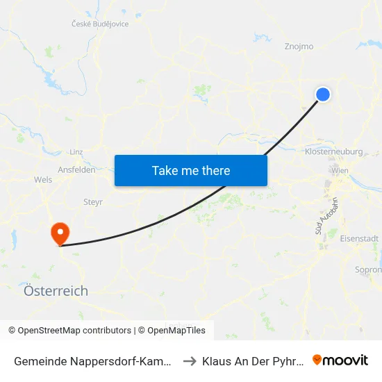 Gemeinde Nappersdorf-Kammersdorf to Klaus An Der Pyhrnbahn map