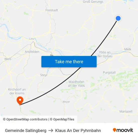 Gemeinde Sallingberg to Klaus An Der Pyhrnbahn map