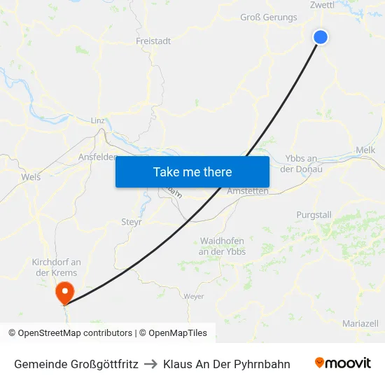 Gemeinde Großgöttfritz to Klaus An Der Pyhrnbahn map