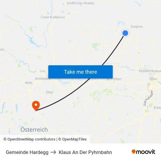 Gemeinde Hardegg to Klaus An Der Pyhrnbahn map