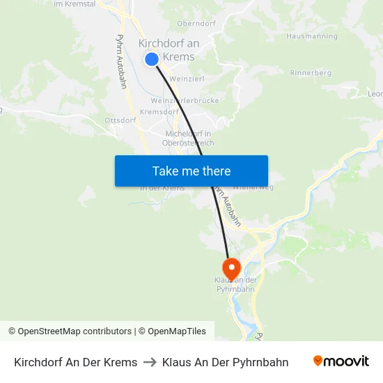 Kirchdorf An Der Krems to Klaus An Der Pyhrnbahn map