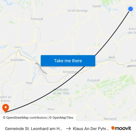 Gemeinde St. Leonhard am Hornerwald to Klaus An Der Pyhrnbahn map