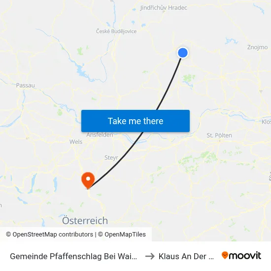 Gemeinde Pfaffenschlag Bei Waidhofen An Der Thaya to Klaus An Der Pyhrnbahn map
