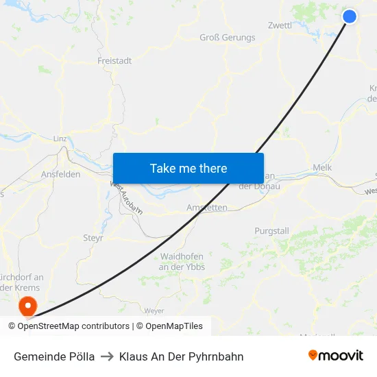 Gemeinde Pölla to Klaus An Der Pyhrnbahn map