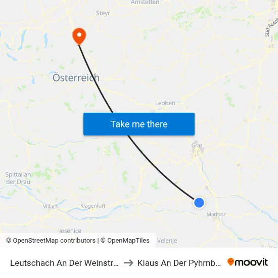 Leutschach An Der Weinstraße to Klaus An Der Pyhrnbahn map
