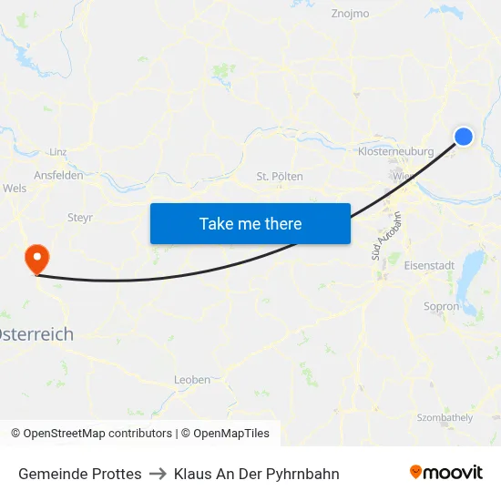 Gemeinde Prottes to Klaus An Der Pyhrnbahn map