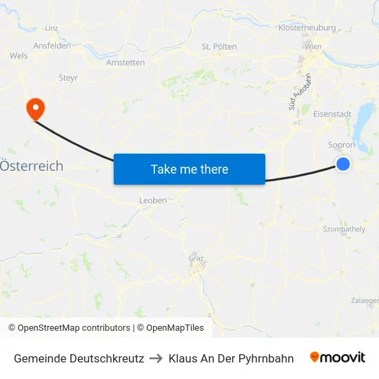 Gemeinde Deutschkreutz to Klaus An Der Pyhrnbahn map
