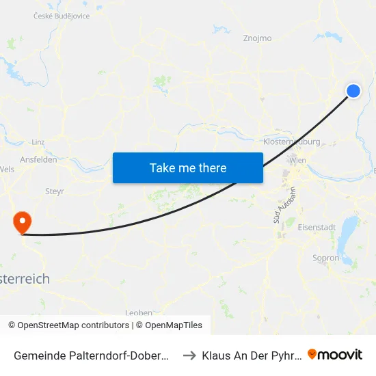 Gemeinde Palterndorf-Dobermannsdorf to Klaus An Der Pyhrnbahn map