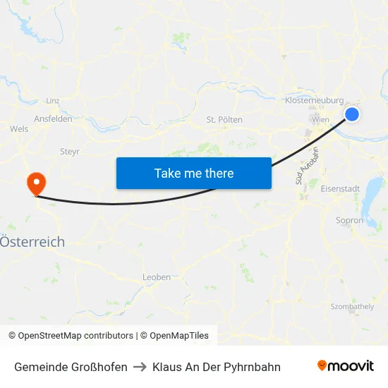 Gemeinde Großhofen to Klaus An Der Pyhrnbahn map