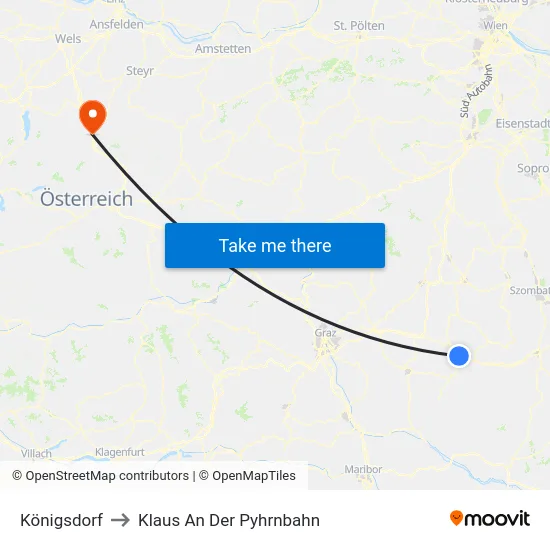 Königsdorf to Klaus An Der Pyhrnbahn map