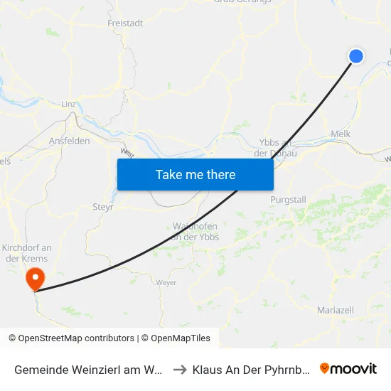 Gemeinde Weinzierl am Walde to Klaus An Der Pyhrnbahn map