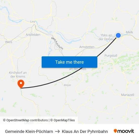 Gemeinde Klein-Pöchlarn to Klaus An Der Pyhrnbahn map