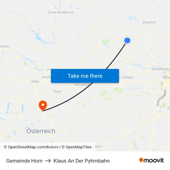 Gemeinde Horn to Klaus An Der Pyhrnbahn map