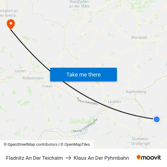 Fladnitz An Der Teichalm to Klaus An Der Pyhrnbahn map