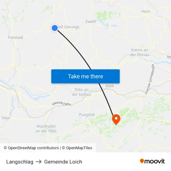Langschlag to Gemeinde Loich map