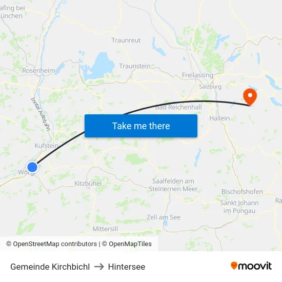 Gemeinde Kirchbichl to Hintersee map