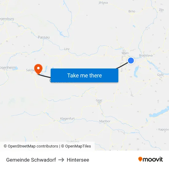 Gemeinde Schwadorf to Hintersee map