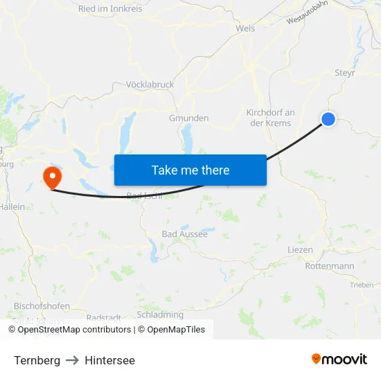 Ternberg to Hintersee map