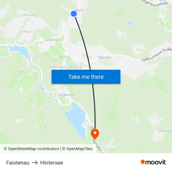 Faistenau to Hintersee map