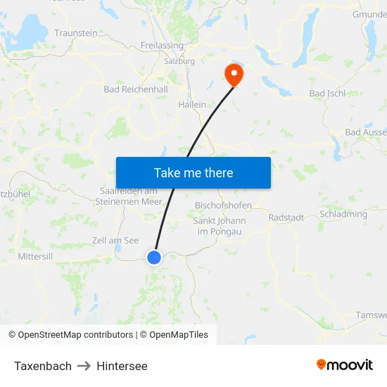 Taxenbach to Hintersee map