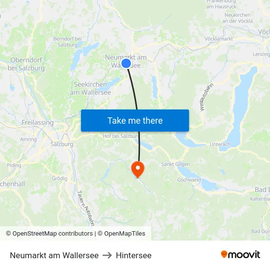 Neumarkt am Wallersee to Hintersee map