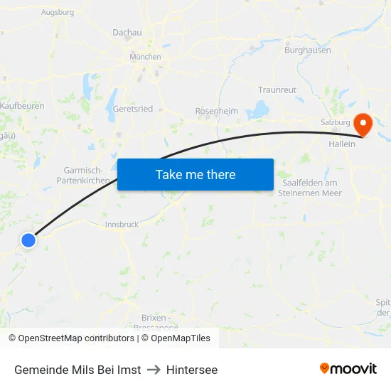 Gemeinde Mils Bei Imst to Hintersee map
