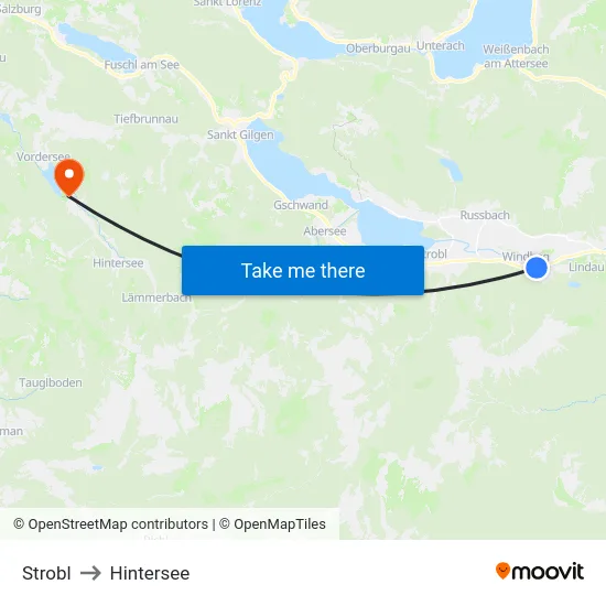 Strobl to Hintersee map