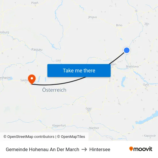 Gemeinde Hohenau An Der March to Hintersee map