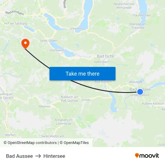 Bad Aussee to Hintersee map