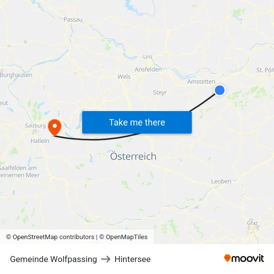 Gemeinde Wolfpassing to Hintersee map