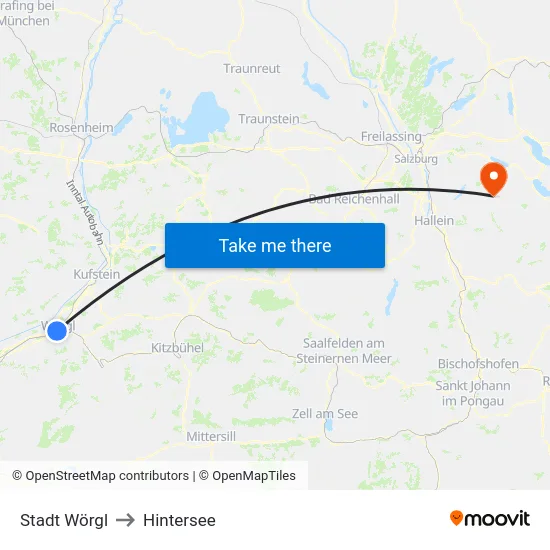 Stadt Wörgl to Hintersee map