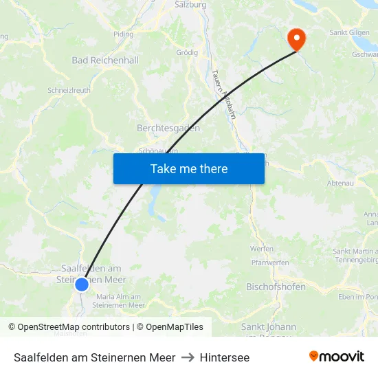 Saalfelden am Steinernen Meer to Hintersee map