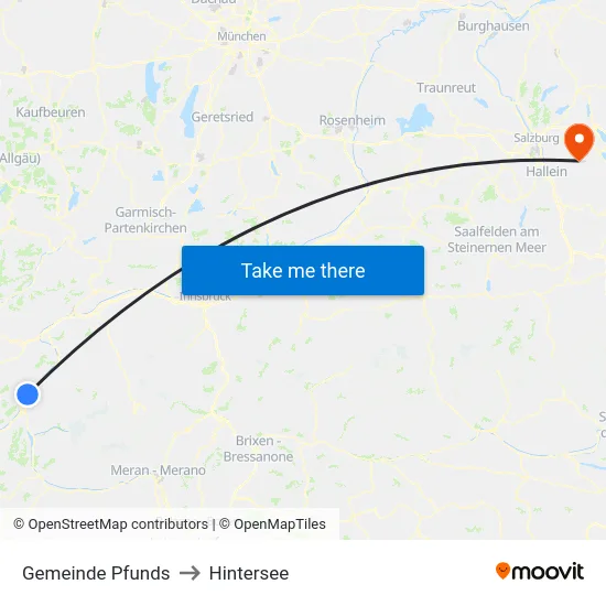 Gemeinde Pfunds to Hintersee map