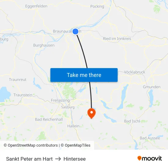 Sankt Peter am Hart to Hintersee map