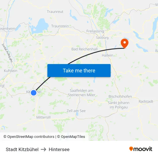 Stadt Kitzbühel to Hintersee map