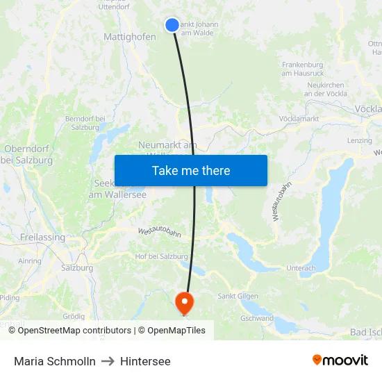 Maria Schmolln to Hintersee map