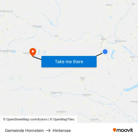 Gemeinde Hornstein to Hintersee map