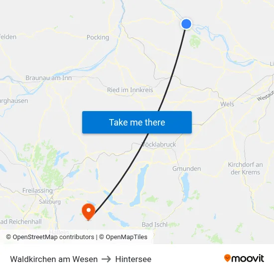 Waldkirchen am Wesen to Hintersee map