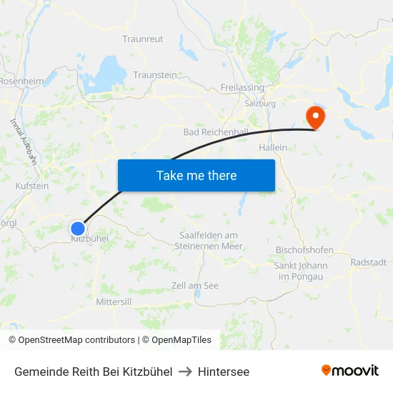 Gemeinde Reith Bei Kitzbühel to Hintersee map