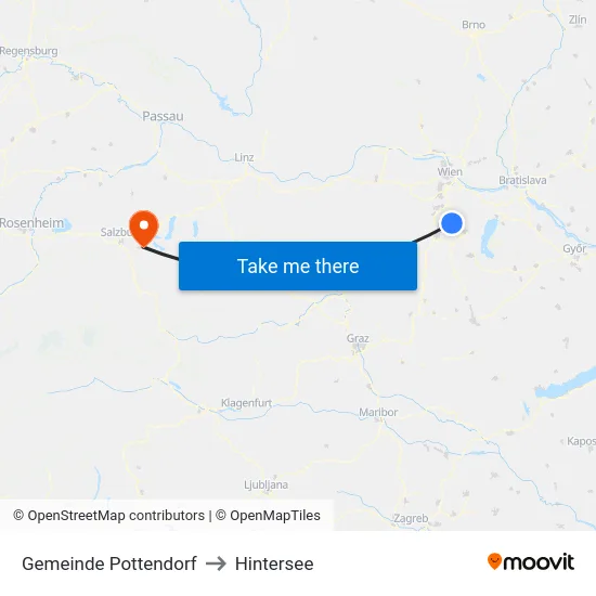 Gemeinde Pottendorf to Hintersee map