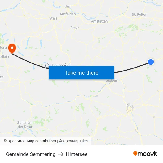 Gemeinde Semmering to Hintersee map
