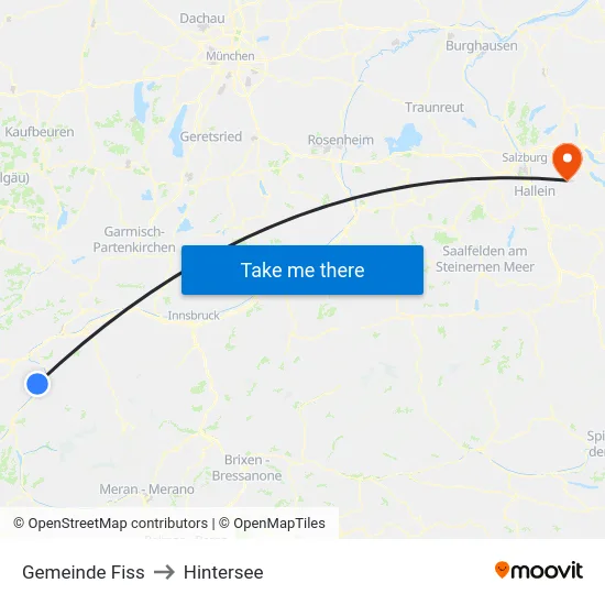 Gemeinde Fiss to Hintersee map