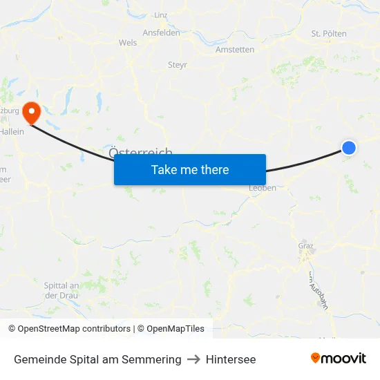 Gemeinde Spital am Semmering to Hintersee map